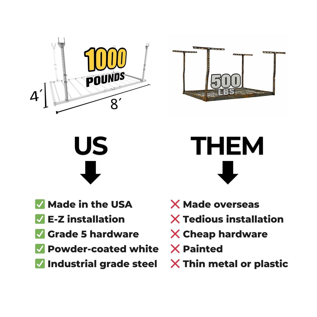 E-Z Garage Storage USA 4' x 8' Heavy-Duty Pro Overhead Ceiling Storage Rack 122 cm x 244 cm 454 kg