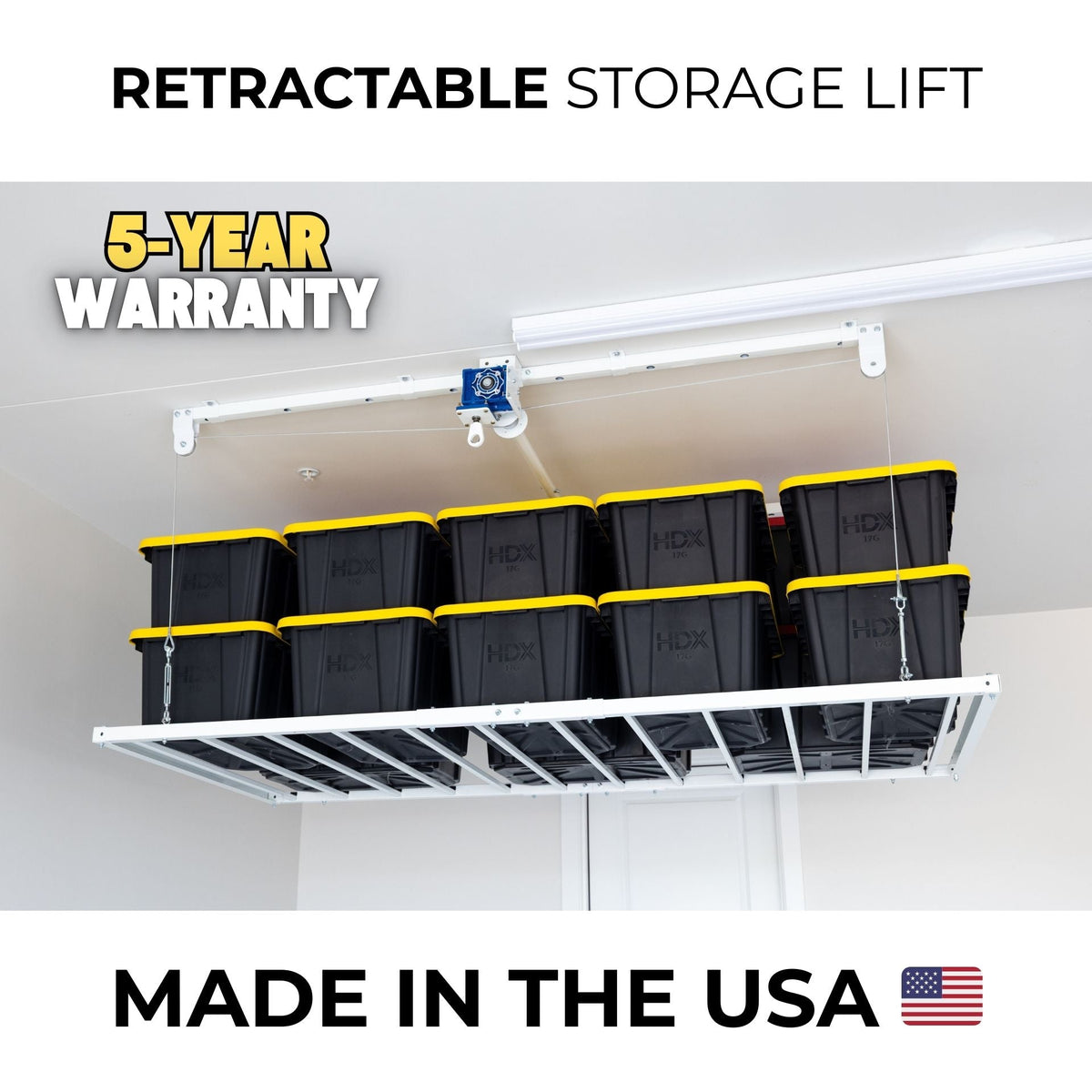 E-Z Garage Storage USA E-Z Lift Pro Motorless Overhead Storage Rack 122 cm x 244 cm 318 kg