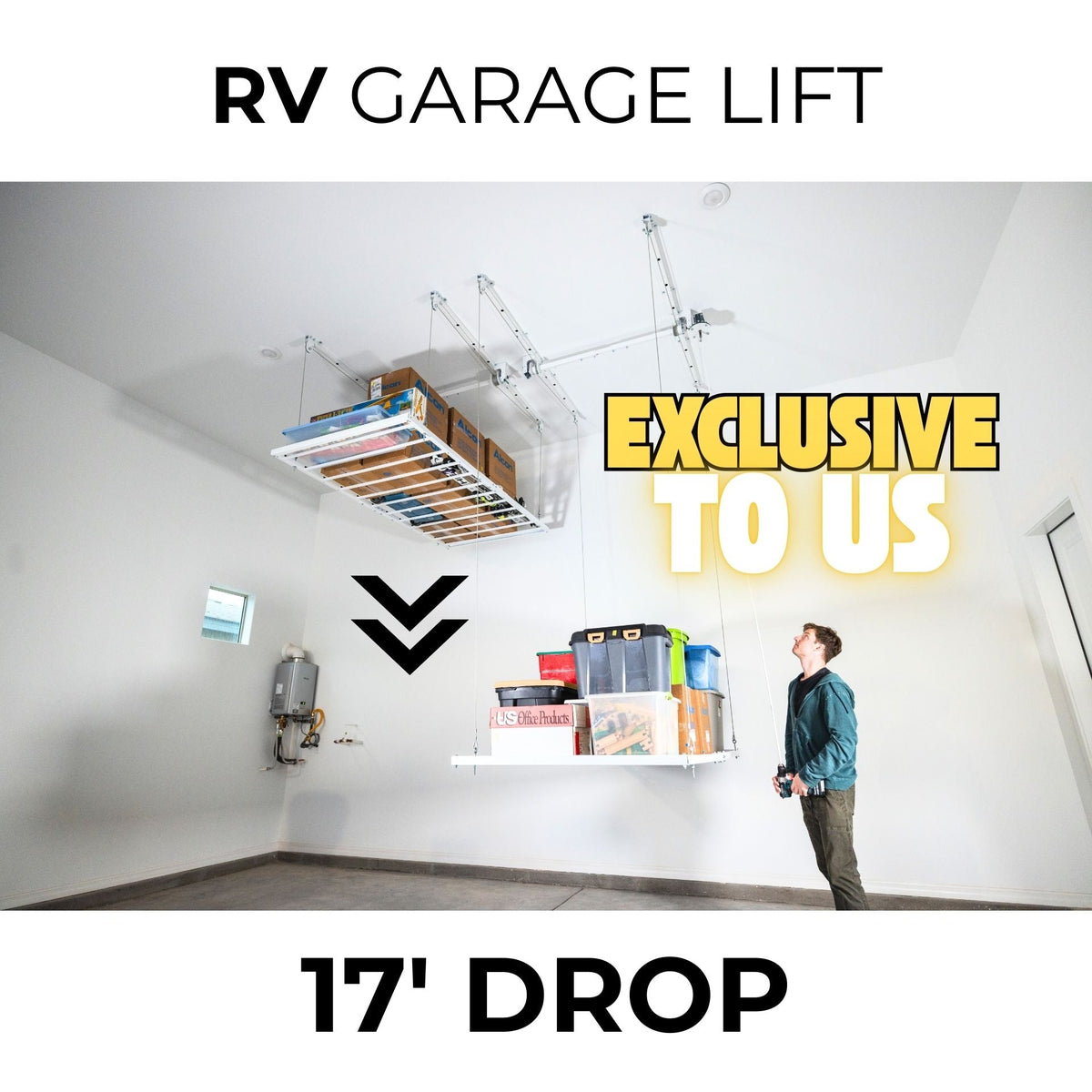 E-Z Garage Storage USA E-Z Lift Pro Motorless Overhead Storage Rack 122 cm x 244 cm 318 kg